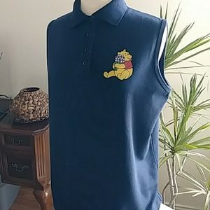 037 Disney Pooh Sleeveless Polo Sz L